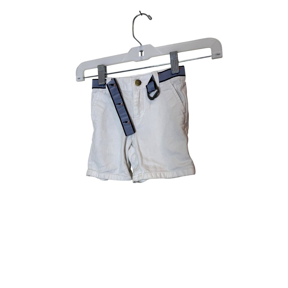 Janie And Jack Shorts Baby Boys 12-18 Months White Belted Golf Theme Twill